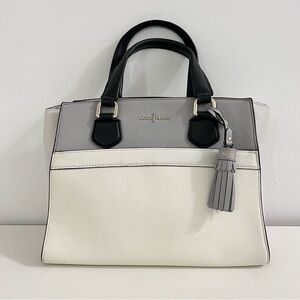 Cole Haan Women's Black, Gray, and White Leather Satchel
